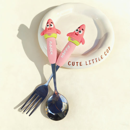 Cute Cartoon Kids Spoon Fork Set, Stainless Steel Toddler Cutlery Set, Fun Character Handle Tableware for Children, Birthday Gift Kitchenware